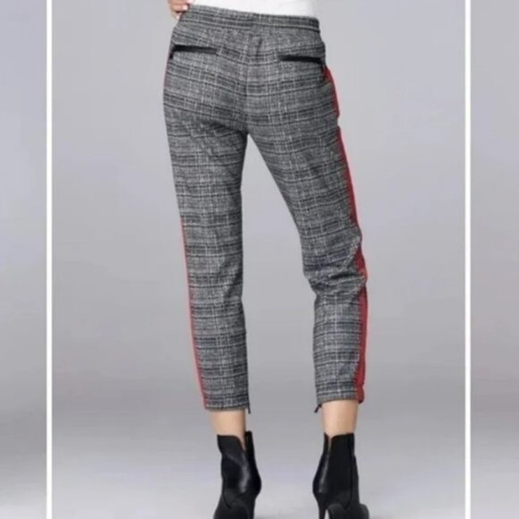 David Lerner Slim Track Jogger Pants with Vegan Details Plaid Black/White Size S - Picture 3 of 12